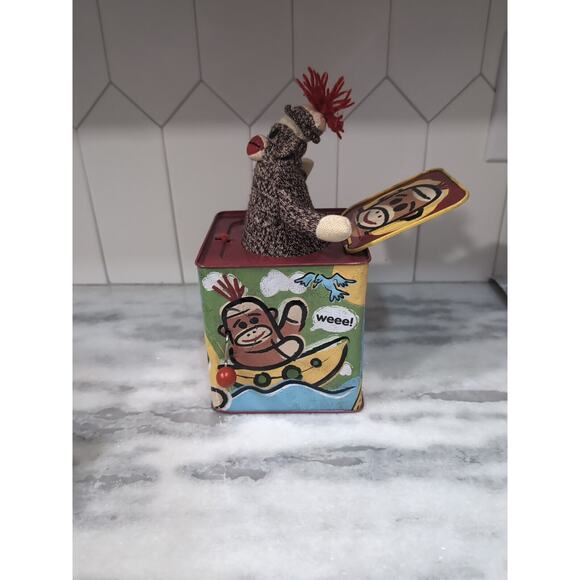 Jack In The Box Sock Monkey Toy, Schilling 2008 Toy, HTF Collectible, Kids‎ Gift - Picture 4 of 8